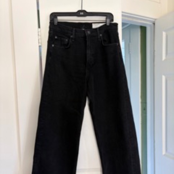 rag & bone Black Flare Wide-Leg Jeans - Picture 1 of 4